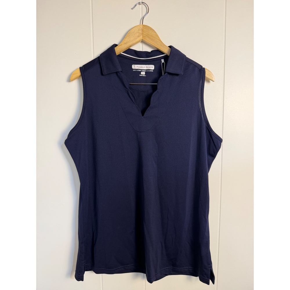 Pebble Beach Sleeveless Golf Polo XXL Navy‎ Blue Dry-Luxe Performance CC8050